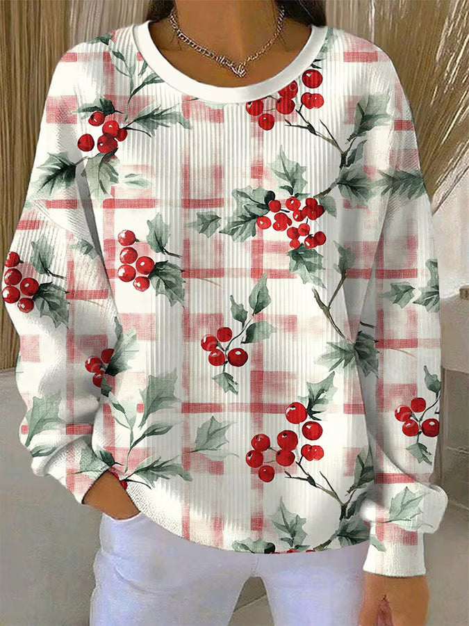Maglione Donna in Maglia con Motivo a Bacche