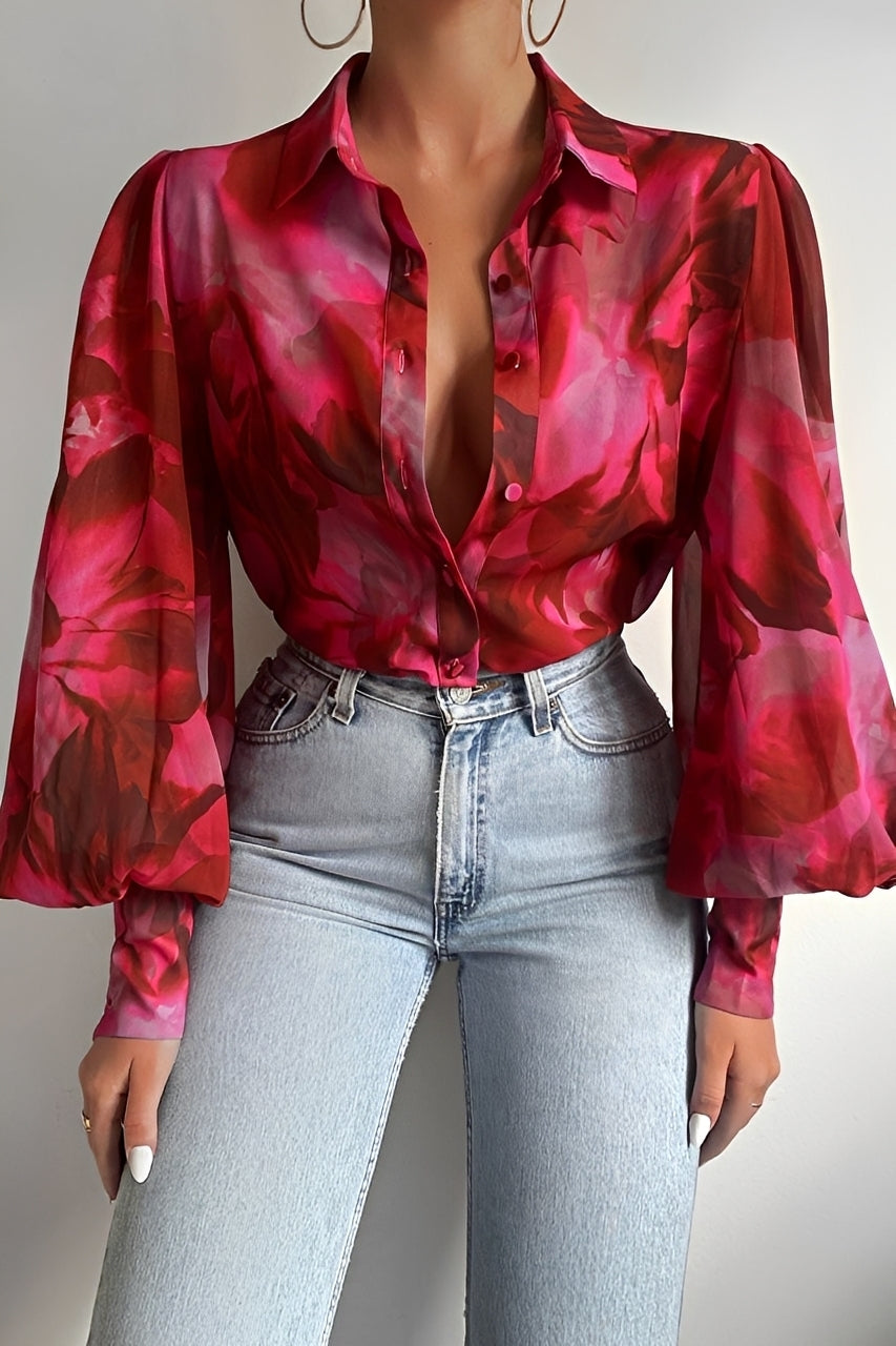 Blusa Donna con Maniche a Palloncino Elegante