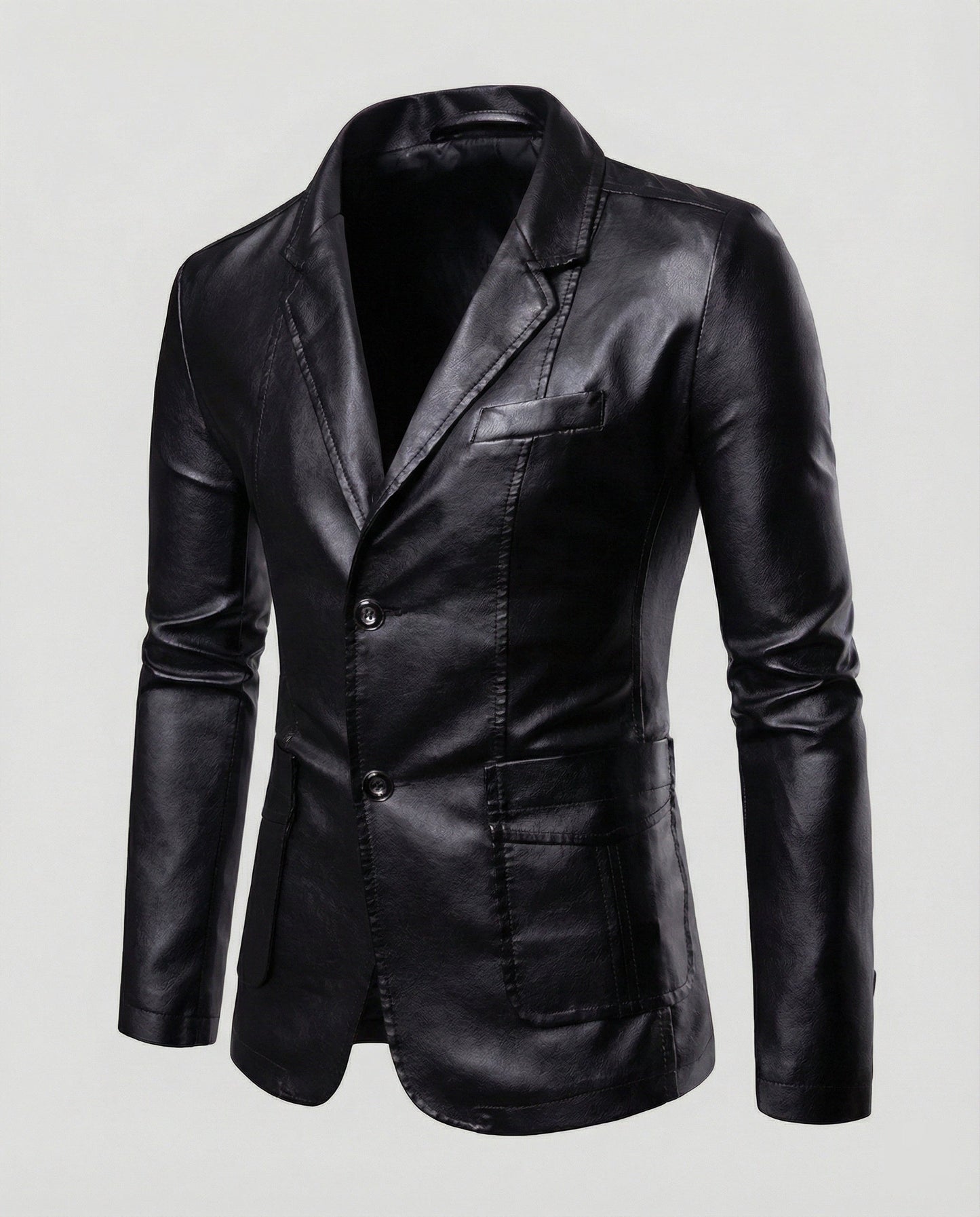Blazer Uomo in Pelle Elegante Slim Fit