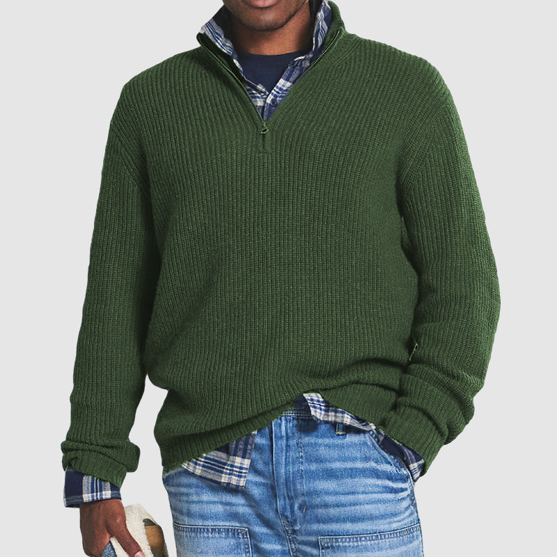 Maglione Uomo Elegante con Zip Collo Alto