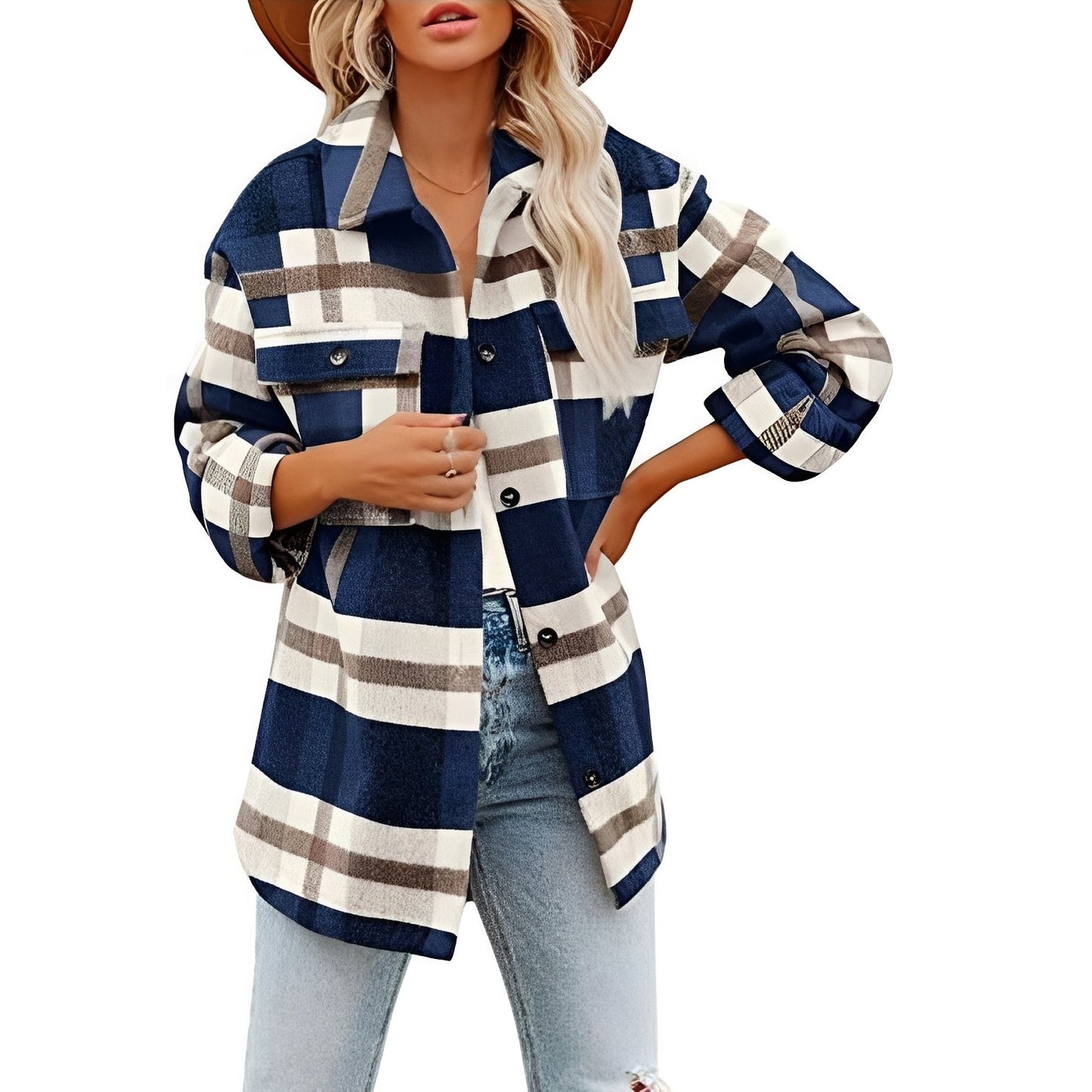 Camicia Donna in Lana a Quadri Regular Fit