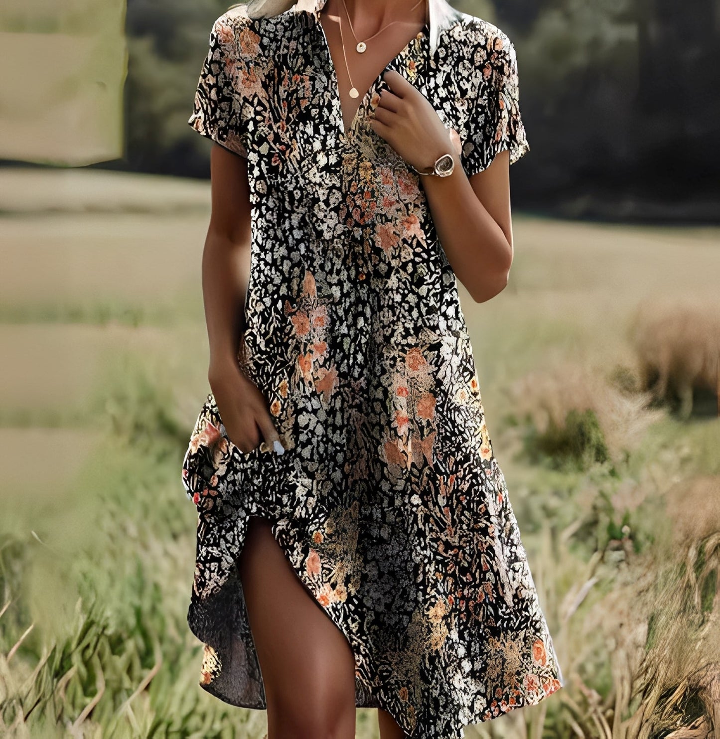 Abito Donna Manica Corta Stile Elegante