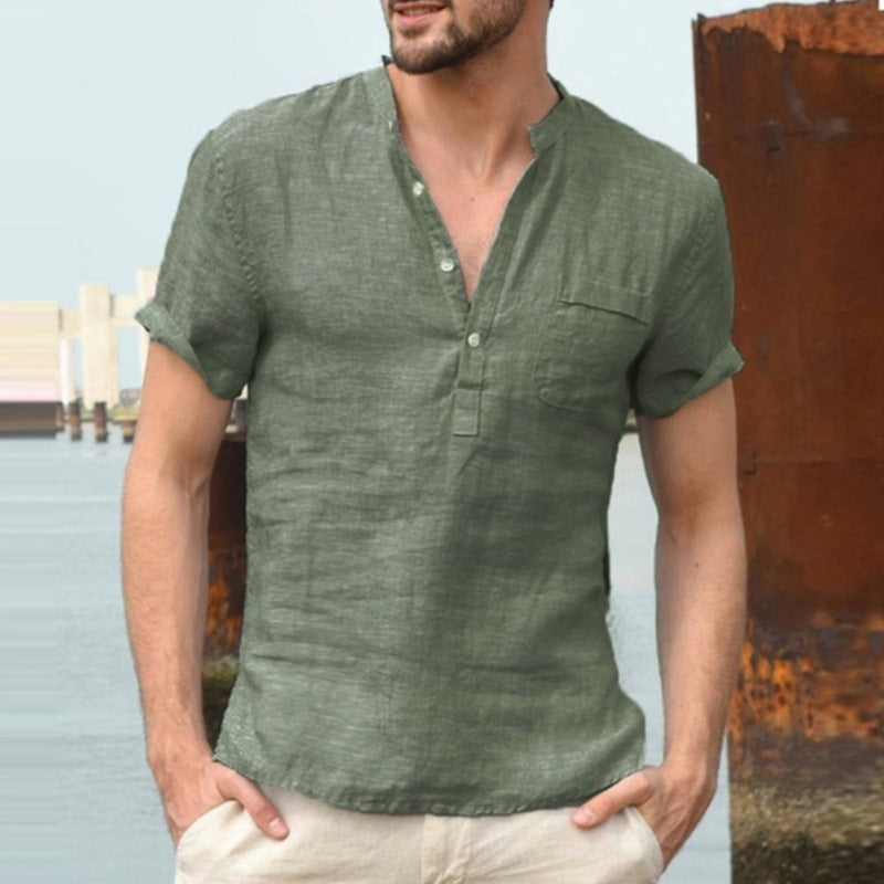 Camicia Uomo Manica Corta Tessuto Leggero Traspirante