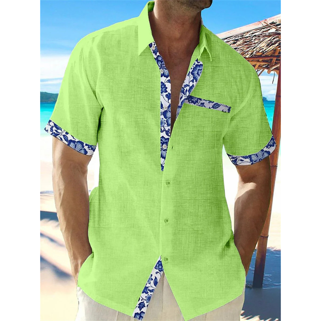Camicia Uomo Manica Corta Bottoni Frontali Linea Slim