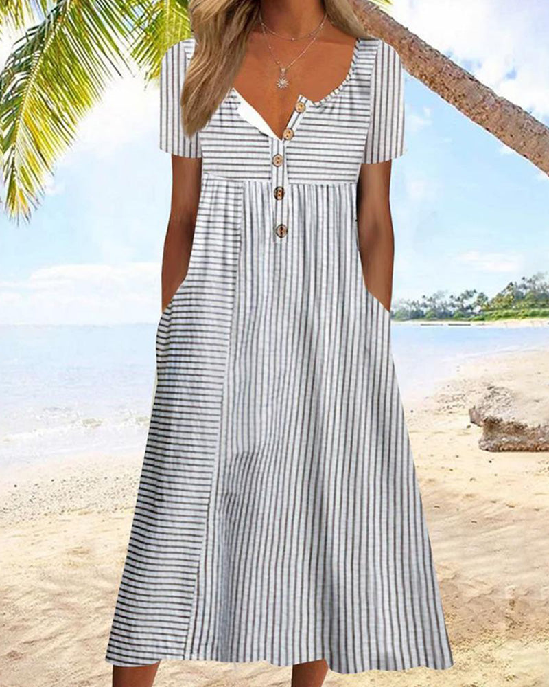 Abito Mare Donna Scollo a V a Righe - Brentozzi
