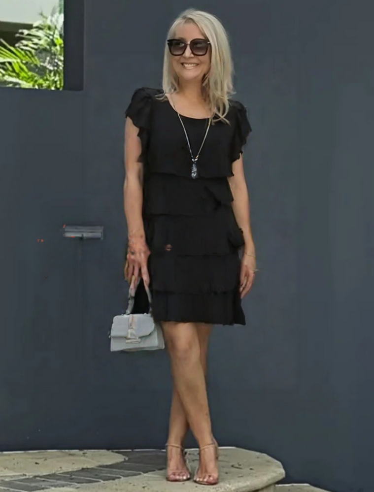 Abito Midi Donna con Balze e Volant per Occasioni Speciali
