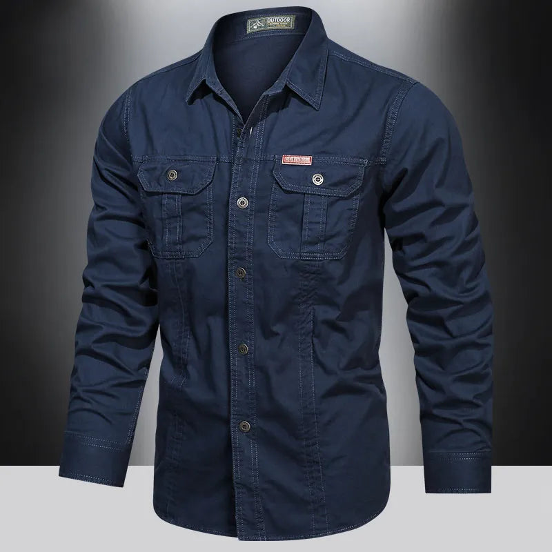Camicia Uomo Manica Lunga Tasche Utility Regular Fit