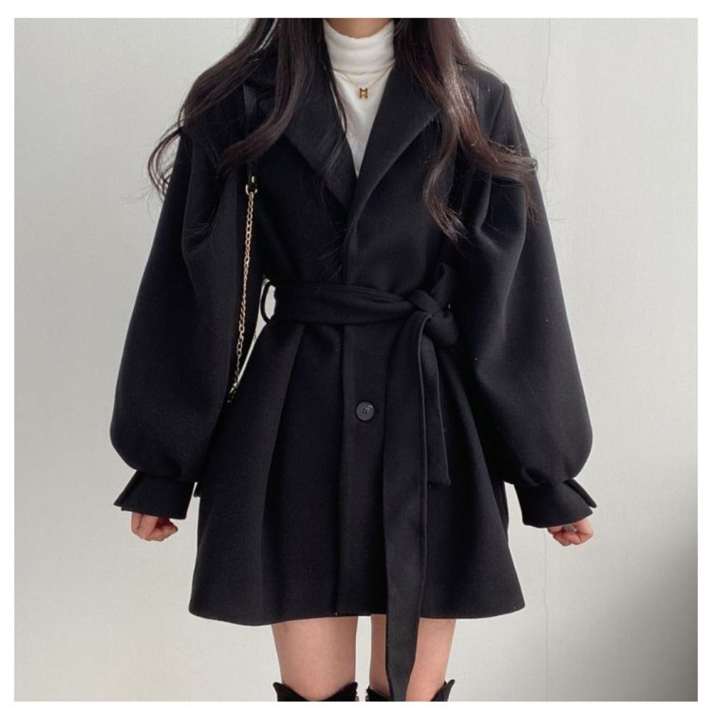 Cappotto Donna con Cintura e Maniche Lunghe Classico