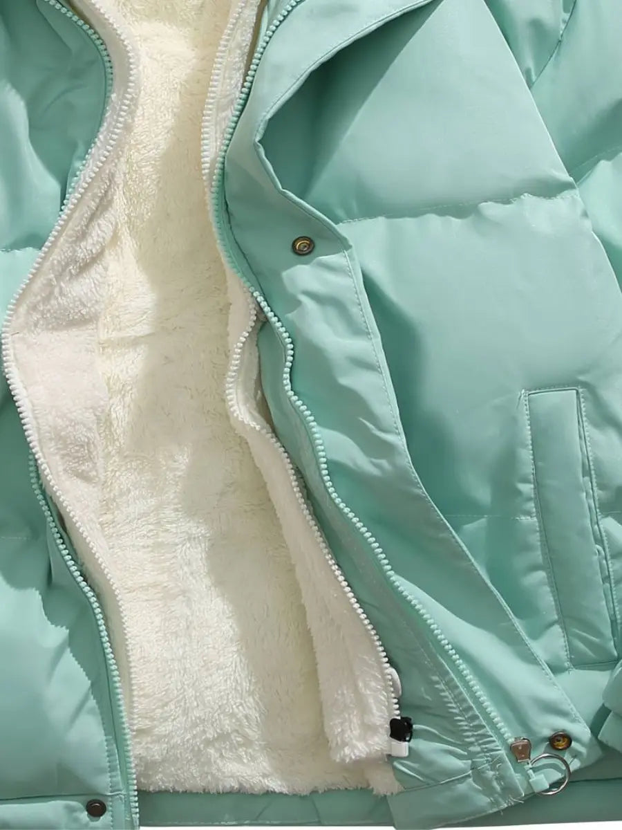 Giacca Invernale Donna con Zip e Cappuccio Calda