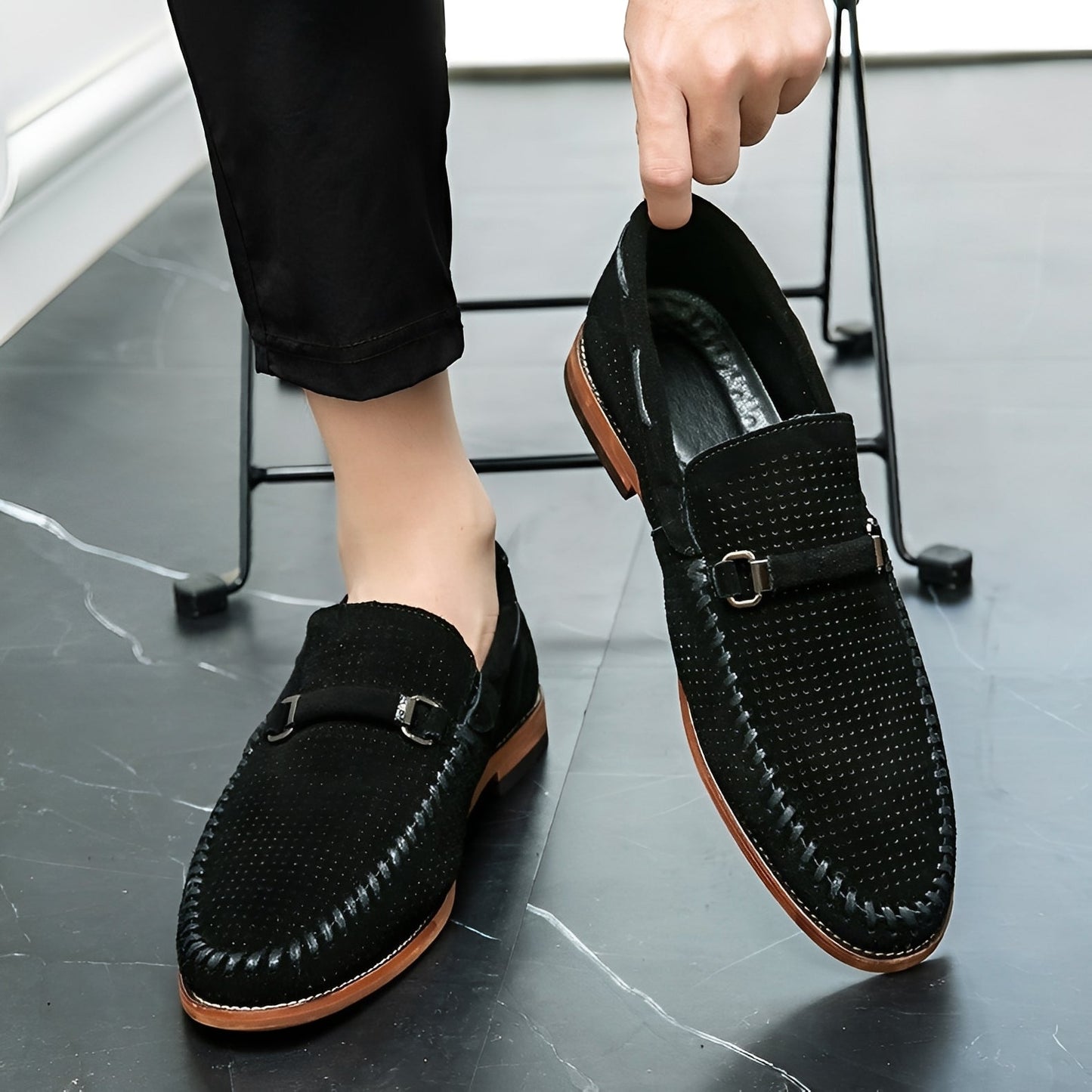 Mocassini Uomo in Pelle Scamosciata Stile Casual Elegante