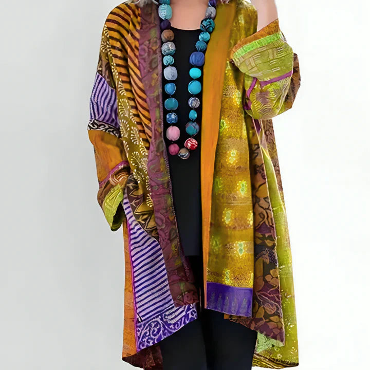 Kimono Donna Stampa Bohemien Manica Lunga