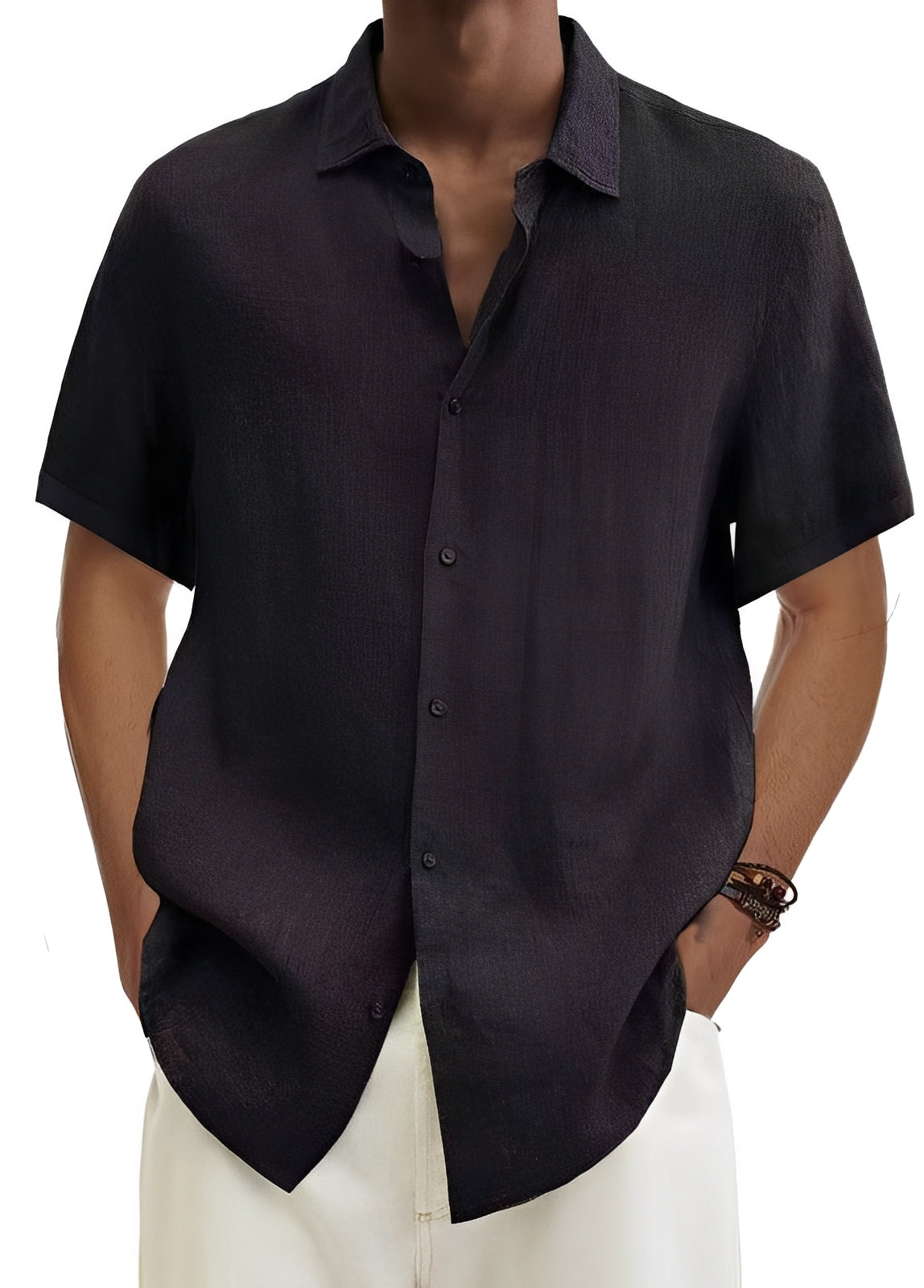 Camicia Uomo Cotone Bottoni Vestibilità Larga