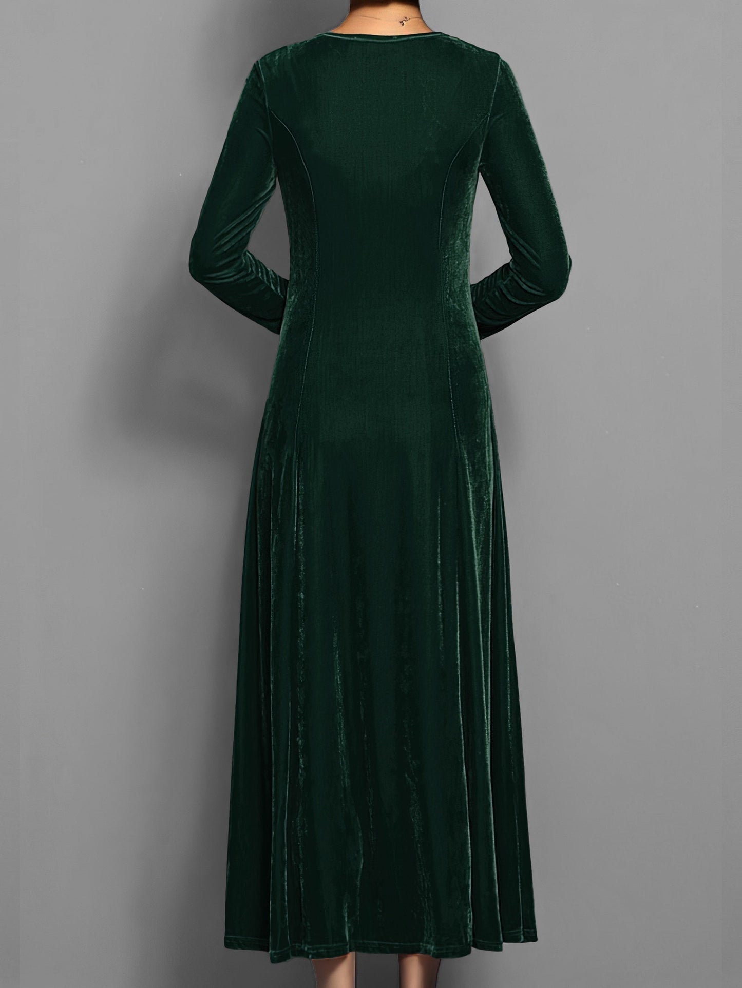 Abito Midi Donna Manica Lunga Stile Elegante Autunnale