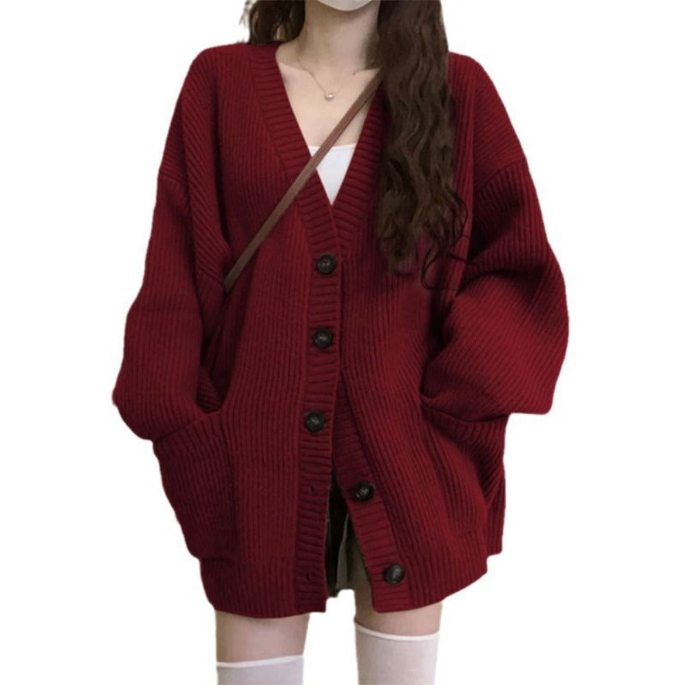 Cardigan Donna in Maglia con Bottoni Manica Lunga