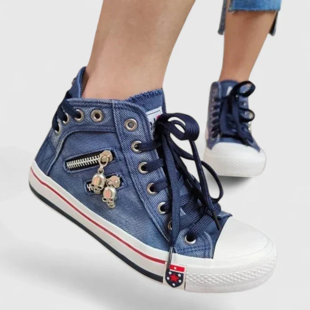 Sneakers Donna Denim Tacco Alto Stiloso