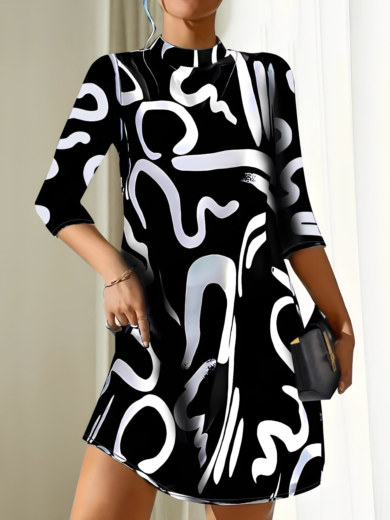 Abito Mini Donna Manica Stile Elegante