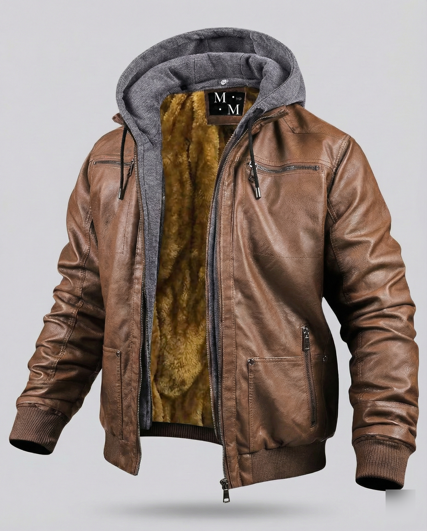 Giacca Uomo in Pelle con Cappuccio