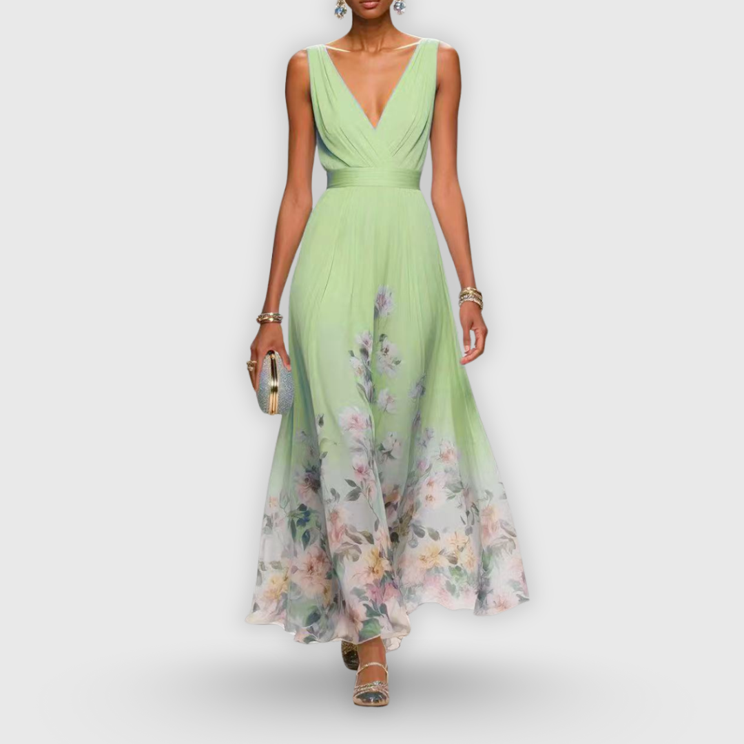 Abito Maxi Donna Scollo a V Fantasia Floreale