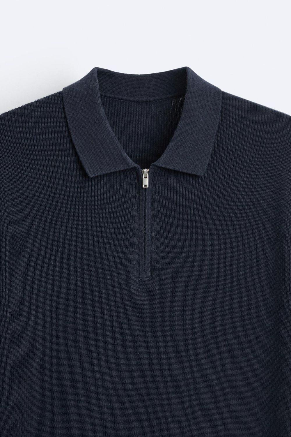 Polo Uomo Maglia Lavorata con Zip Slim Fit
