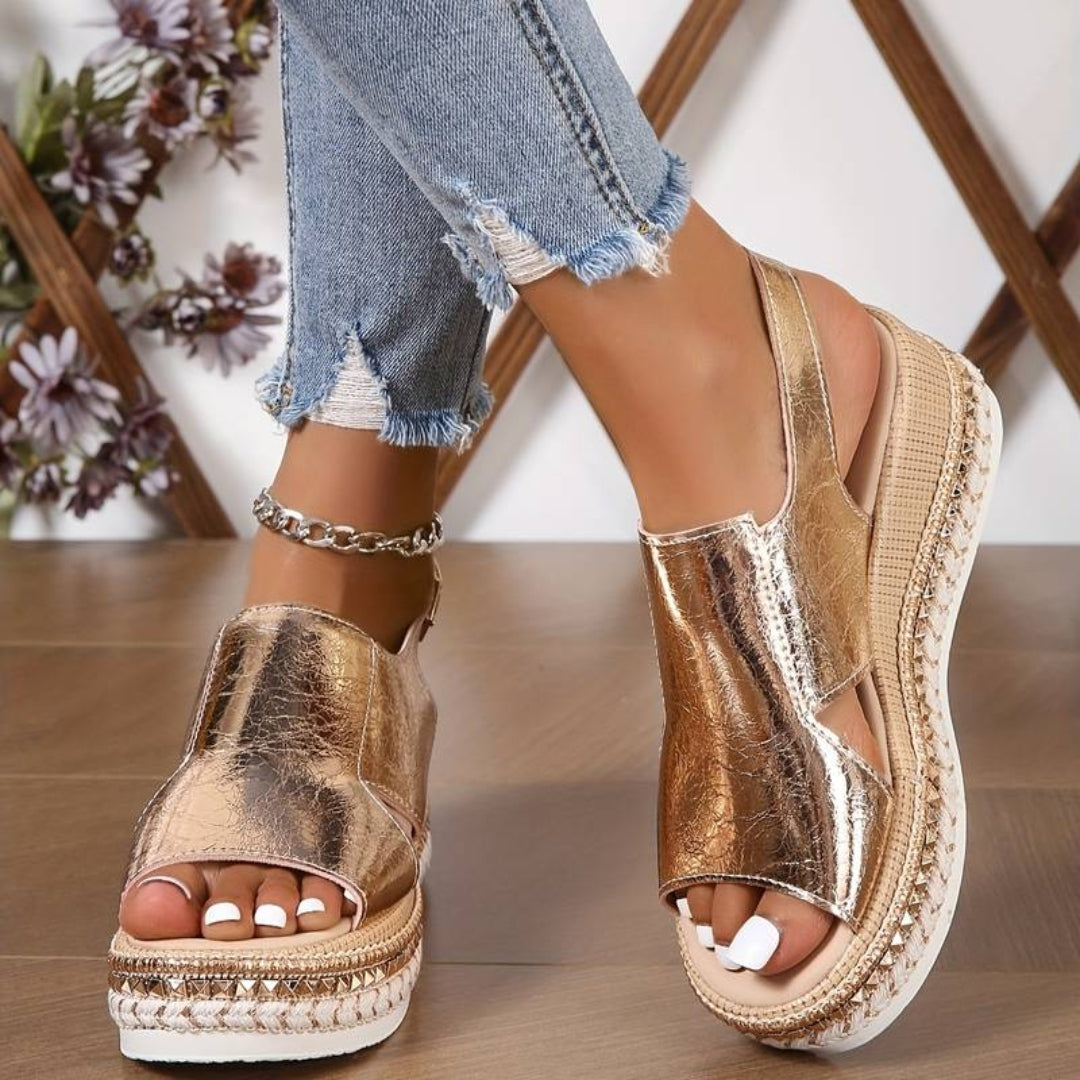 Sandali Donna Platform in Metallo Comfort