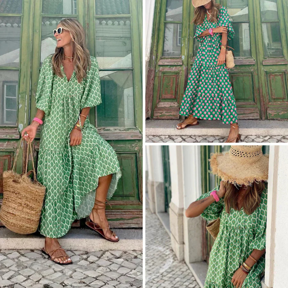 Abito Maxi Donna Elegante Svasato