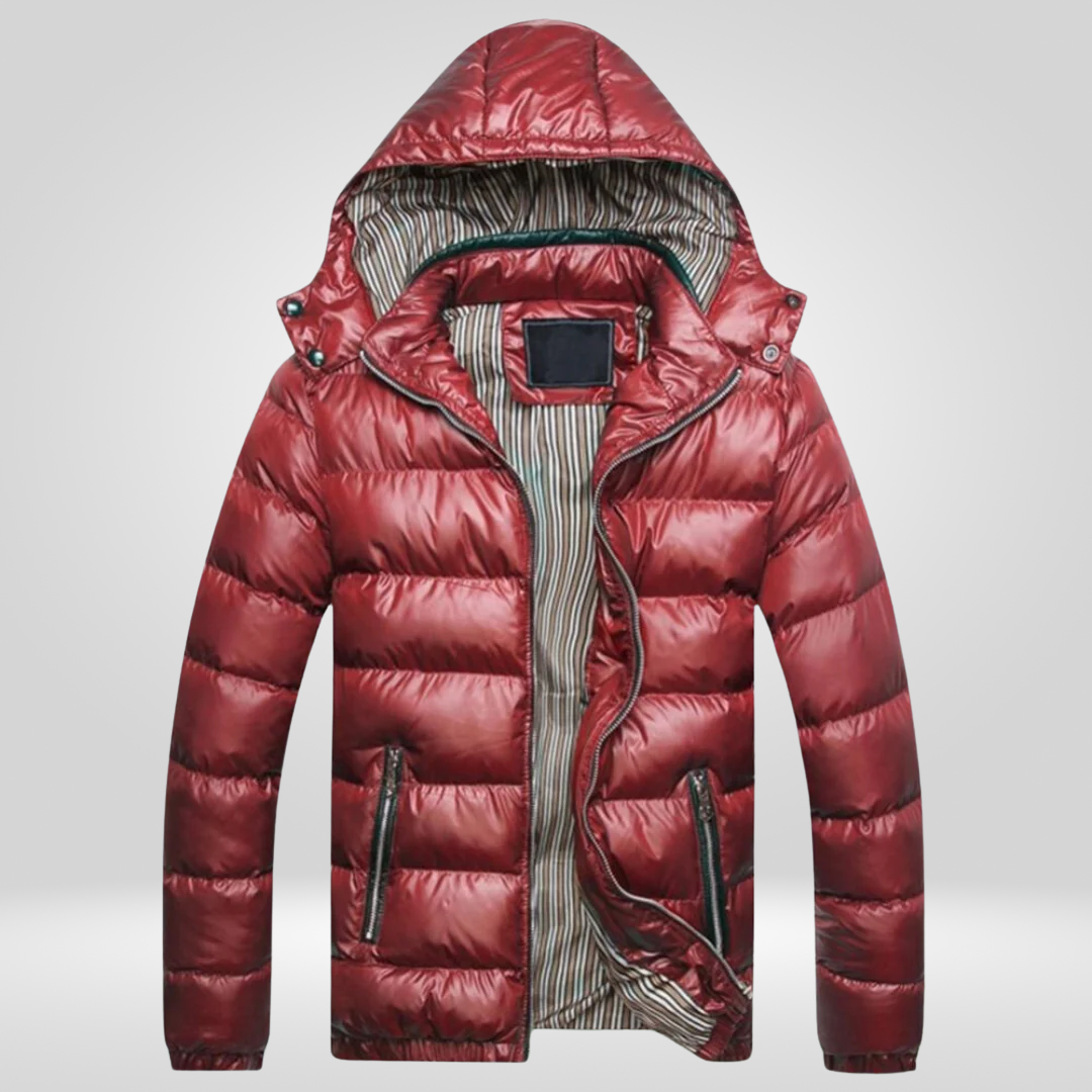 Cappotto Uomo Imbottito con Cappuccio e Vestibilità Slim