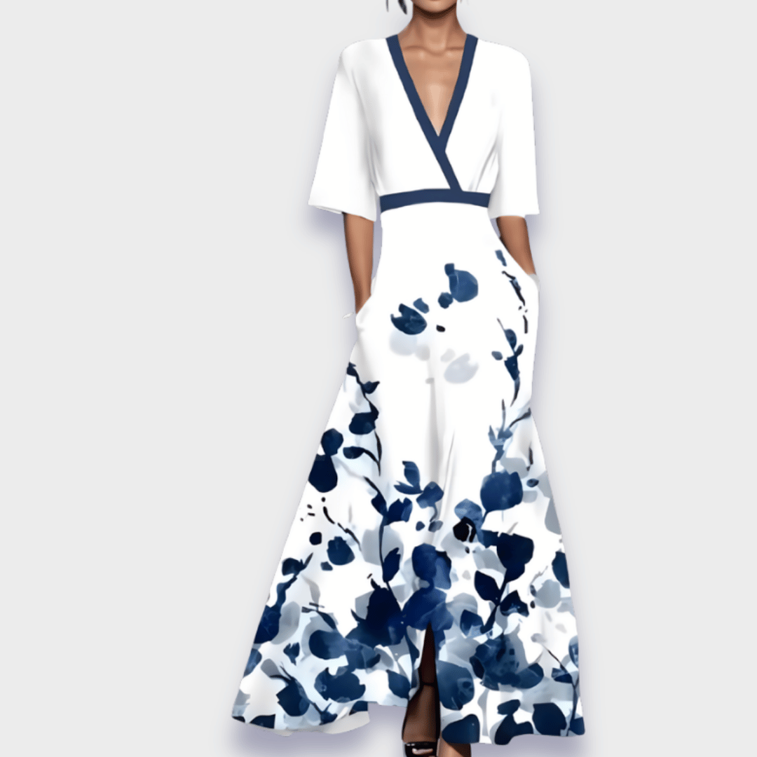 Abito Maxidress Donna con Motivo Floreale Elegante
