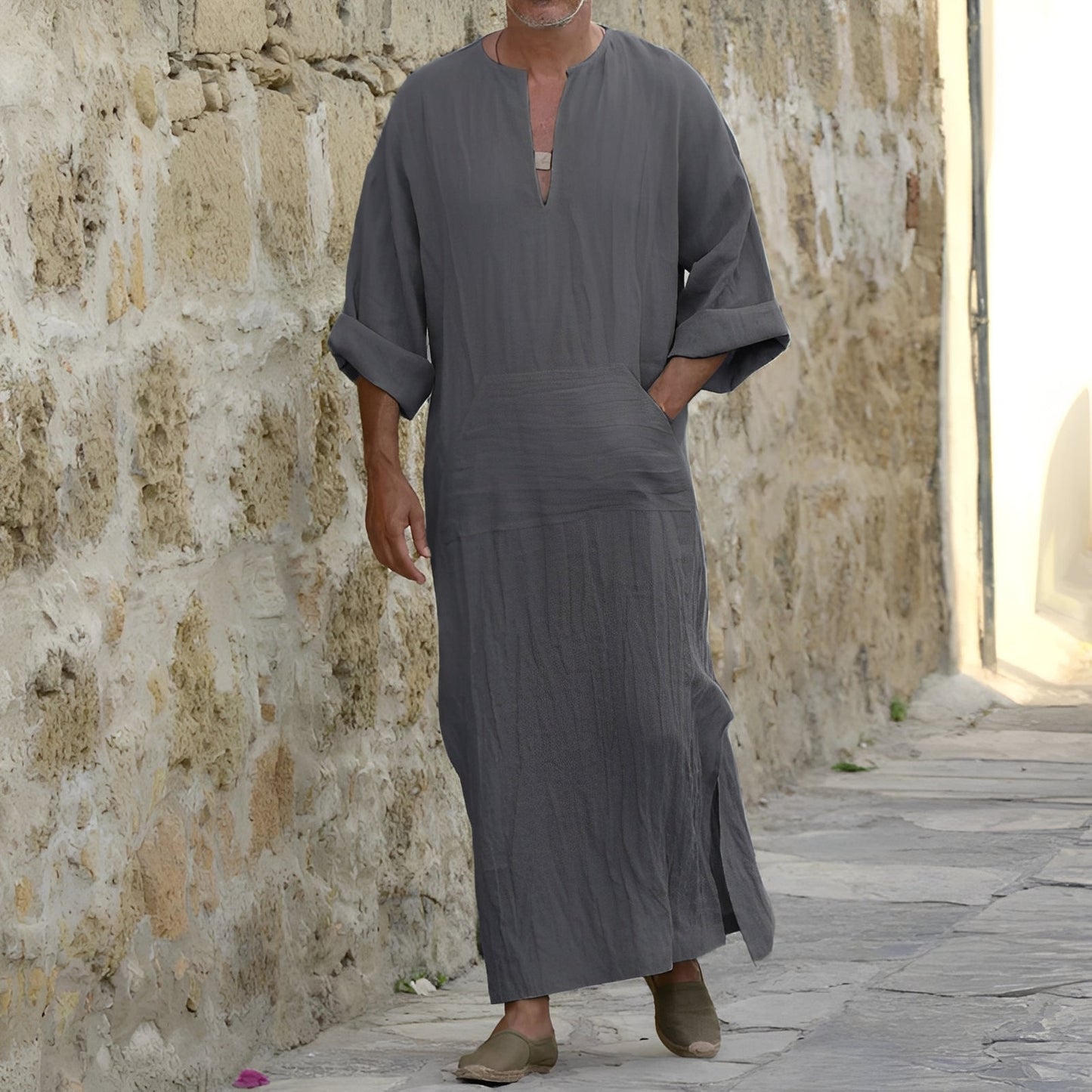 Abito Camicia Lungo Uomo con Spacco