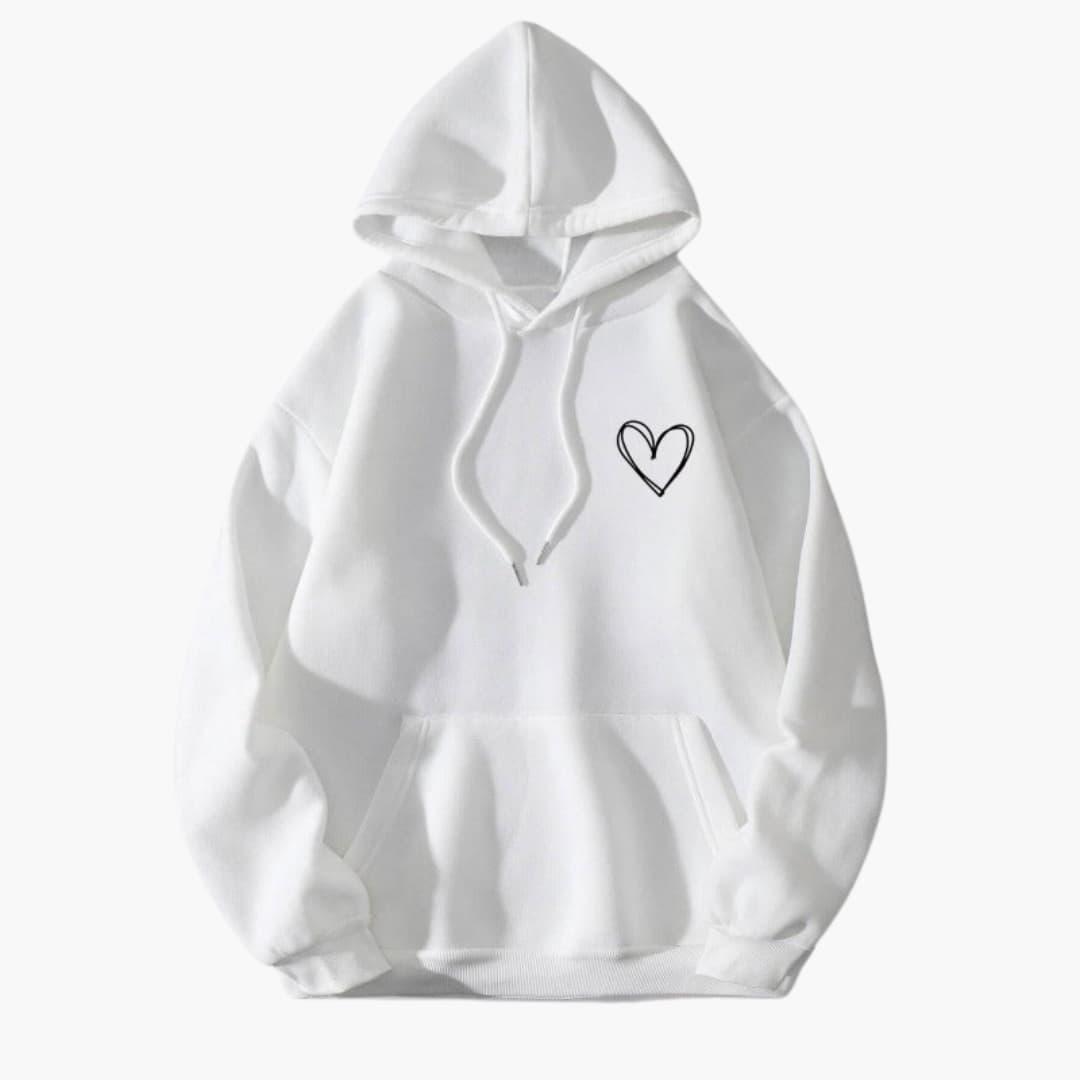 Felpa Donna con Cappuccio Stampa Cuore Regular Fit