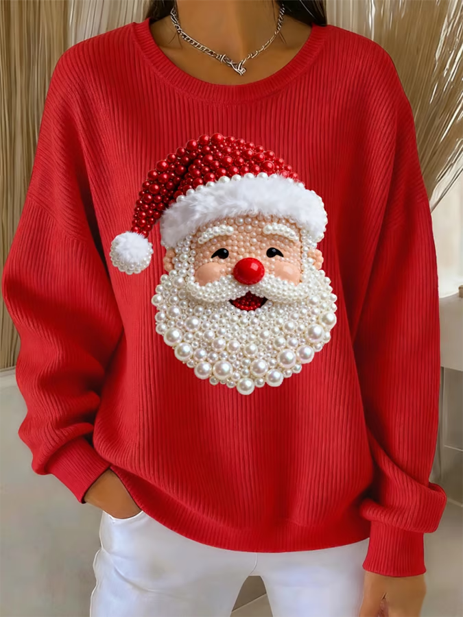 Maglione Uomo Natalizio con Decorazione Babbo Natale Scintillante - Brentozzi