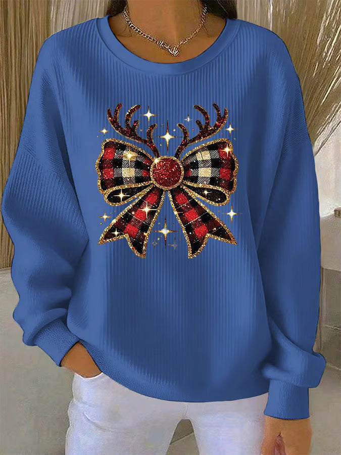 Maglione Donna Natalizio Motivo Fiocchi Morbido
