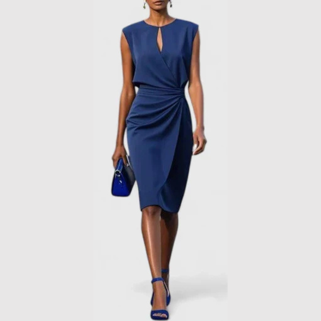 Abito Midi Donna Smanicato con Arricciature