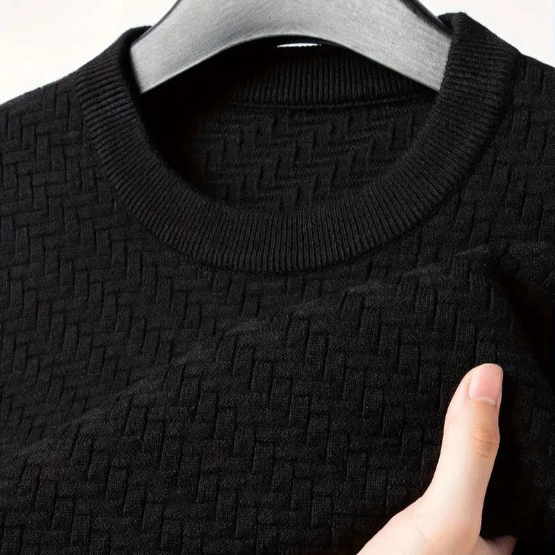 Maglione Uomo Girocollo con Motivo a Rilievo