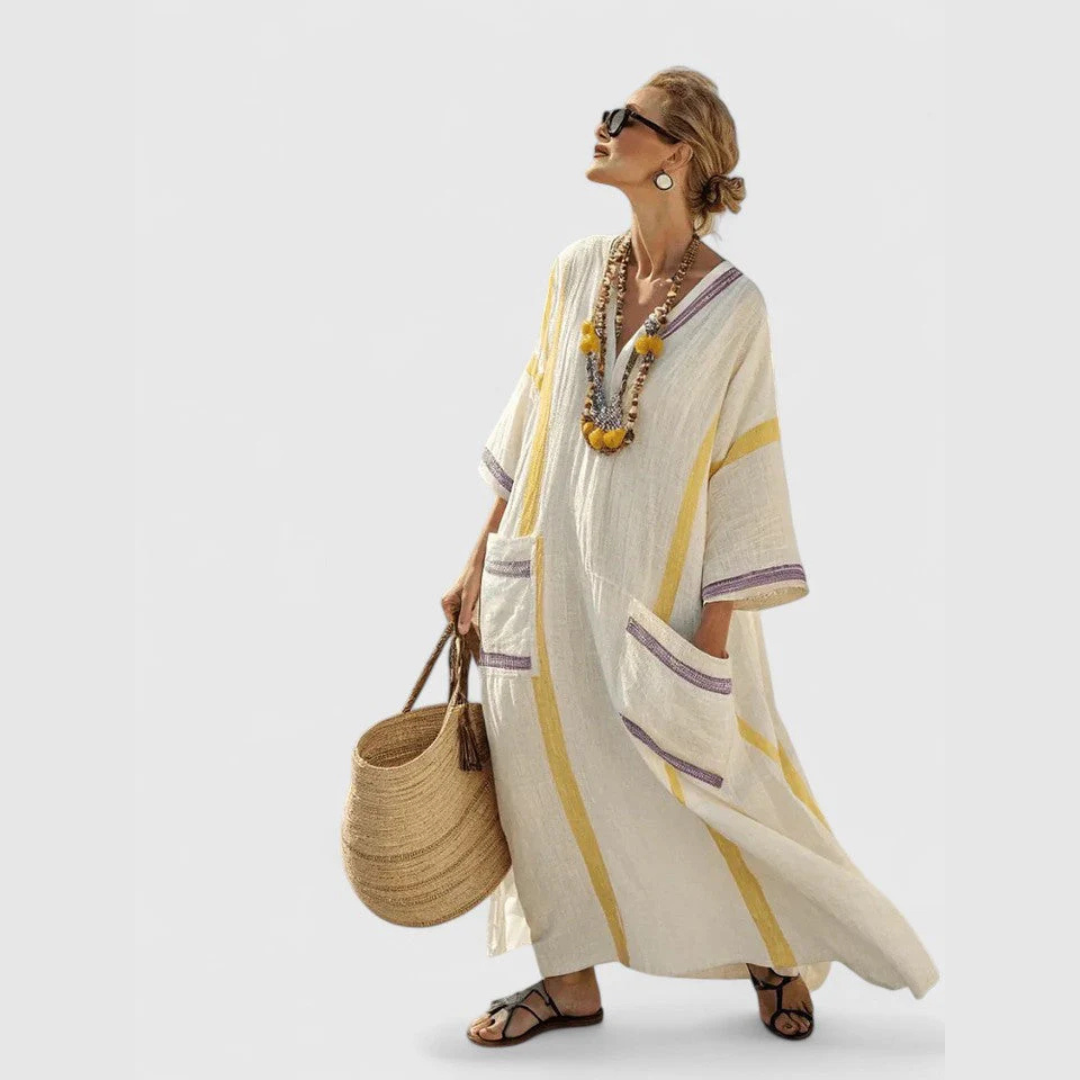 Abito Maxi Donna Scollo a V Vestibilità Larga