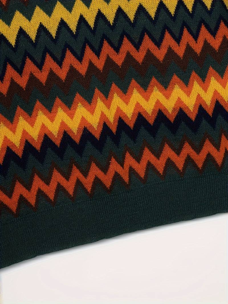 Maglione Donna Retro Motivo Zigzag Vestibilità Classica