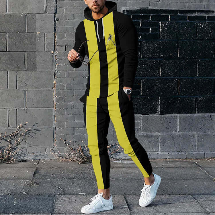 Completo Tuta Uomo Felpa con Cappuccio e Pantaloni Stampa Teschio - Brentozzi