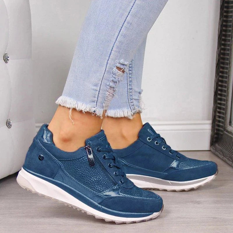 Sneaker Donna Plateau con Lacci e Chiusura a Zip