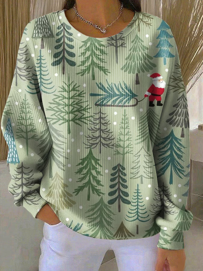 Maglione Donna in Maglia con Stampa Alberi di Natale - Brentozzi