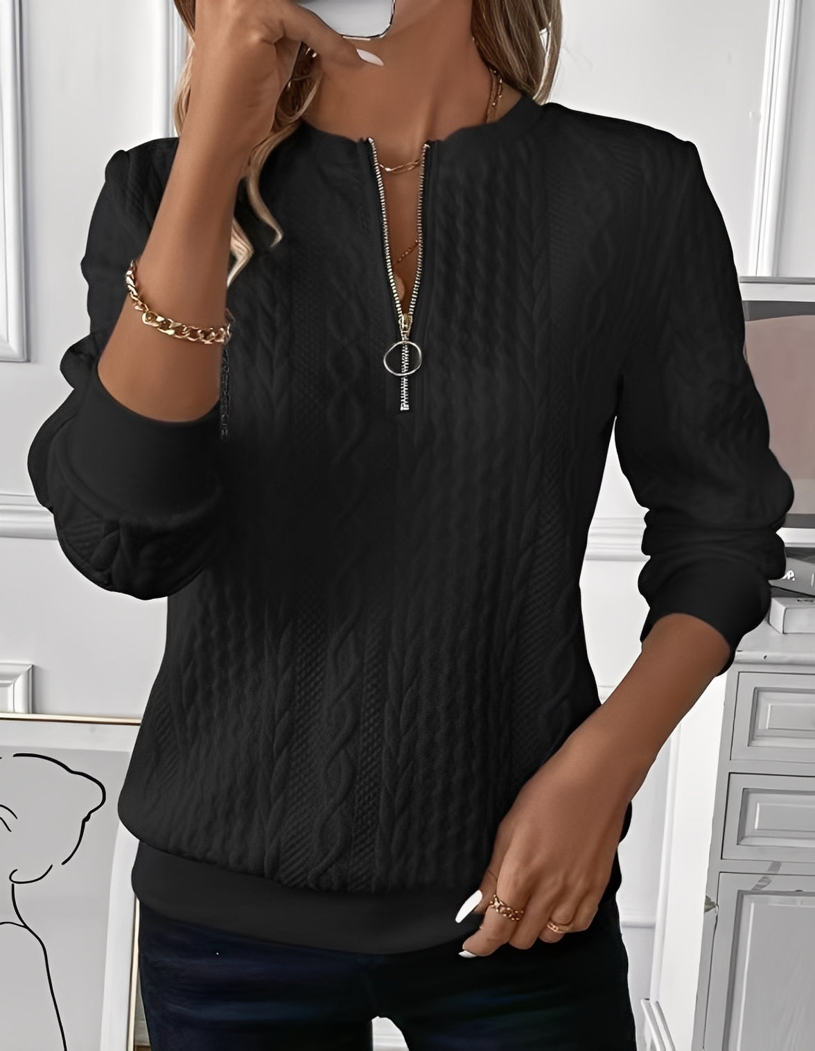 Maglione Donna Morbido con Motivo Trapuntato