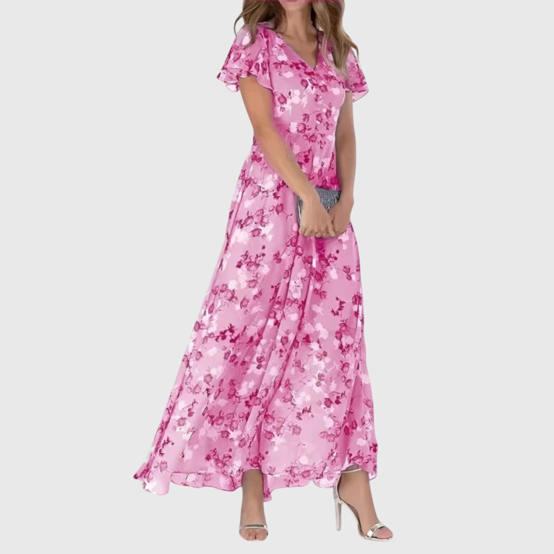Abito Maxi Donna Scollo a V Fantasia Floreale