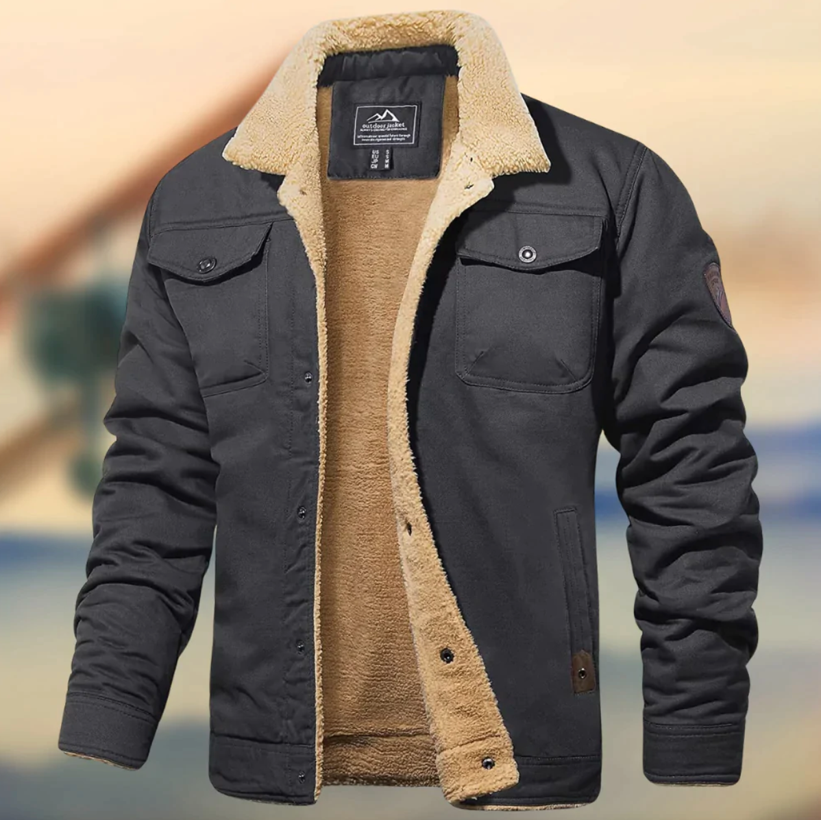 Giacca Uomo con Fodera in Pile Calda Outdoor Autunno Inverno