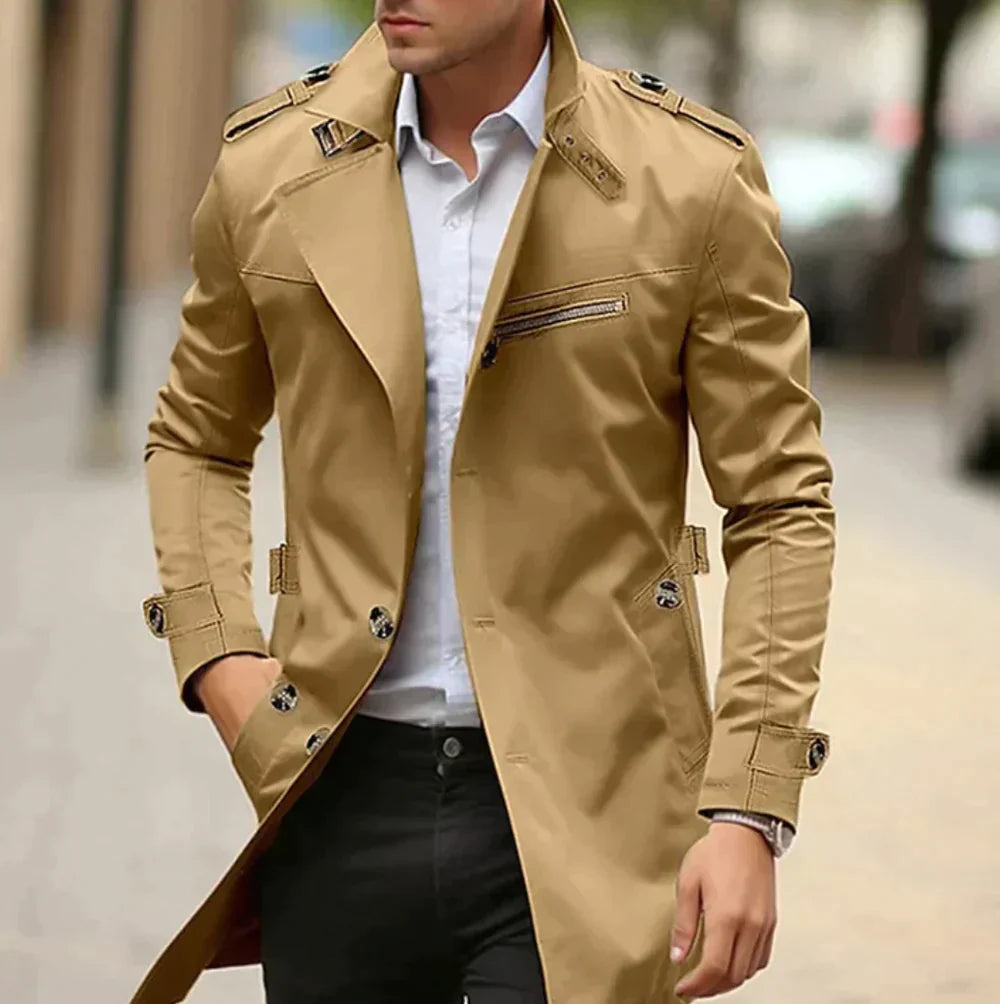 Giacca Uomo Impermeabile Stile Classico Vestibilità Regolare
