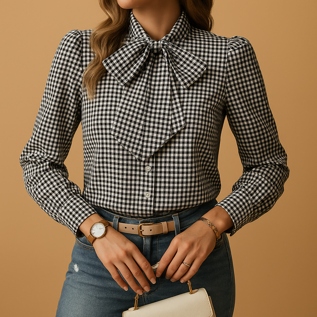 Blusa a quadri con fiocco per donna | Clarisse 3