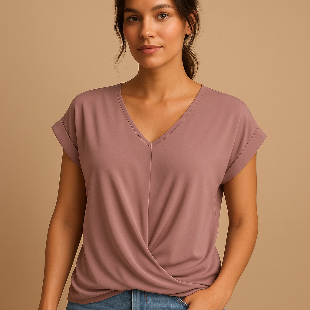 Blusa con scollo a V dalla vestibilità aderente per donna | Joline 5