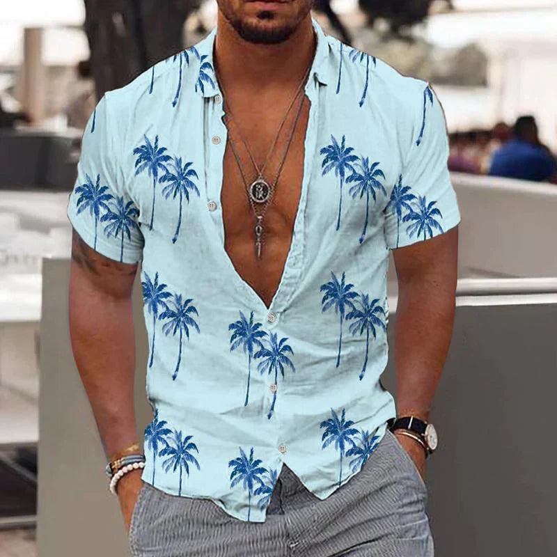 Brezza | Camicia Estiva Uomo Motivo Palme in Lino 4