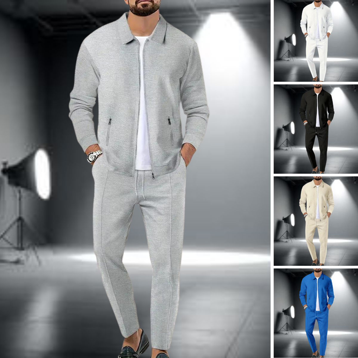 Tuta Sportiva Uomo Giacca con Zip e Pantaloni Leggeri