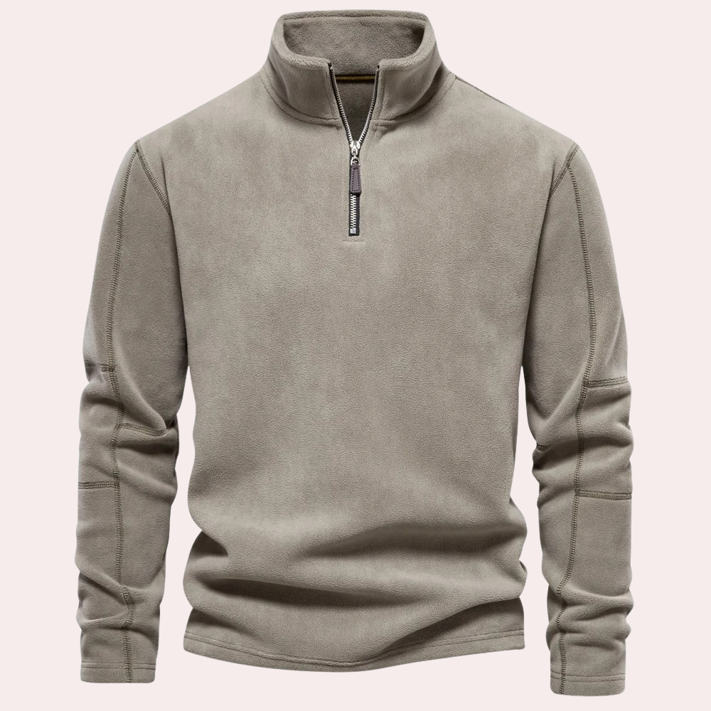 Maglione Uomo con Mezza Zip Collo Alto Vestibilità Larga