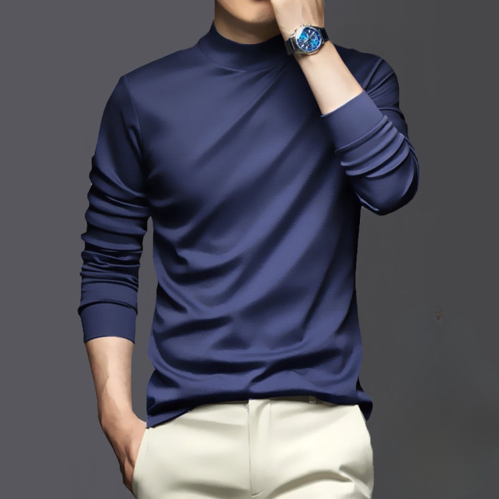 Camicia Uomo Collo Alto Manica Lunga Casual