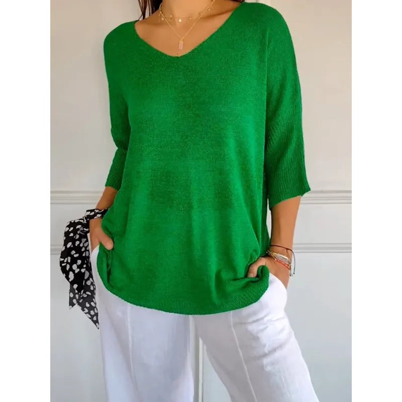 T-shirt Donna Scollo a V Manica Casual