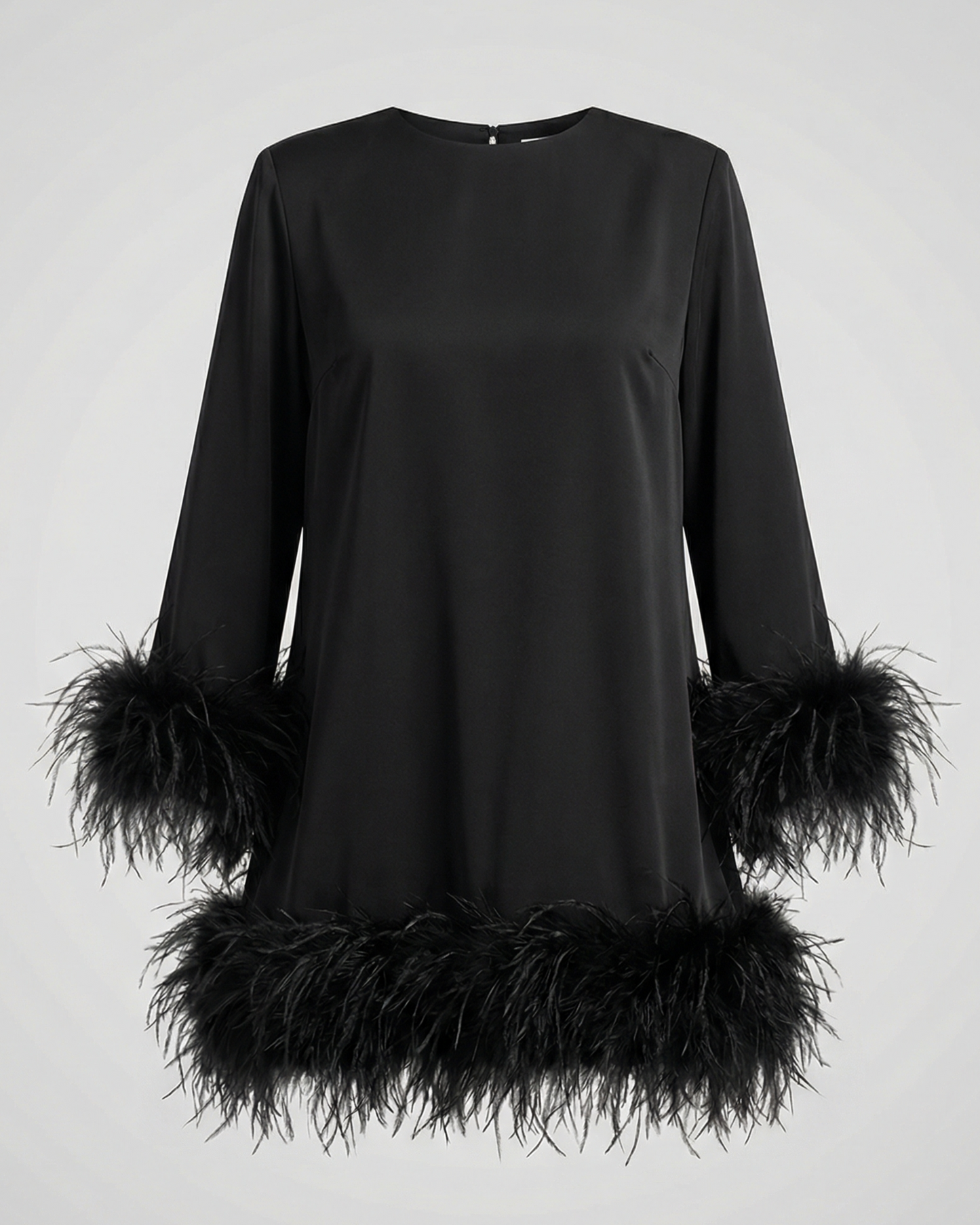 Abito Mini Donna con Piume Asimmetrico